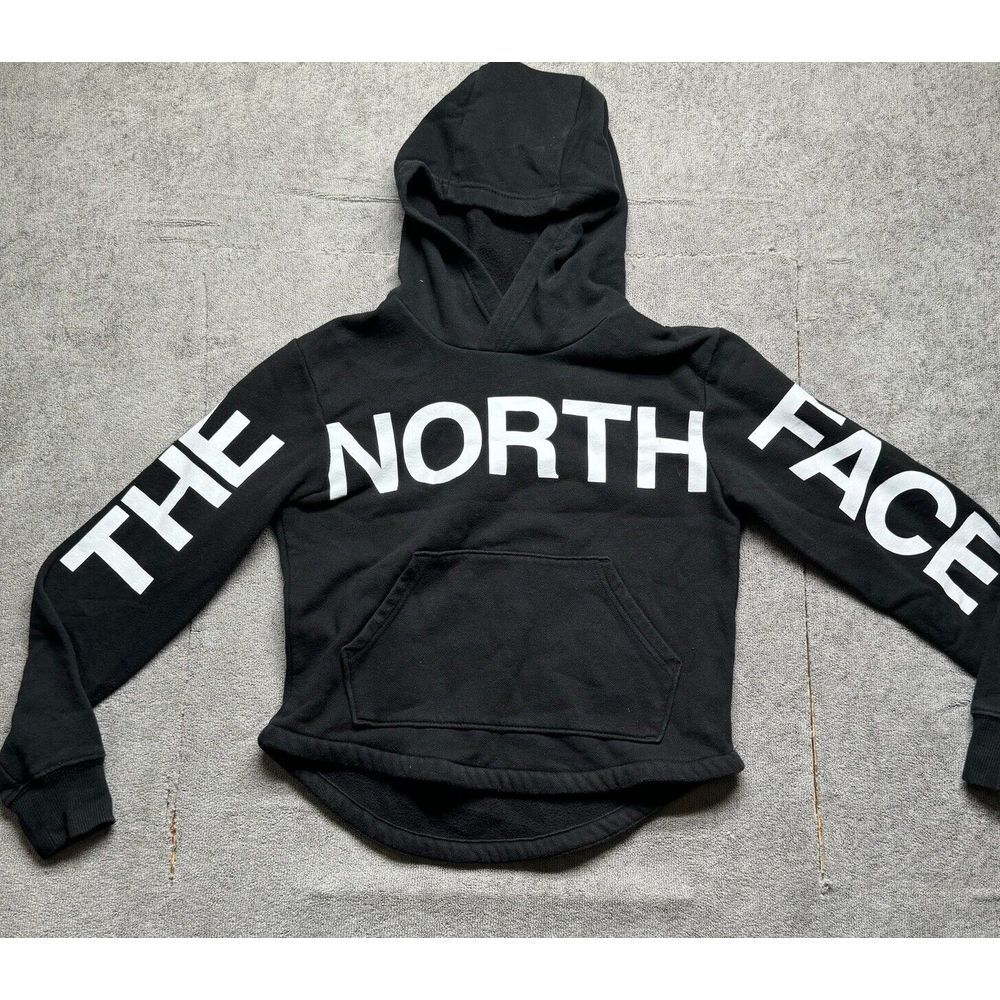 The North‎ Face Hoodie Youth XL Black Logo Fleece Pullover Sweatshirt Granola